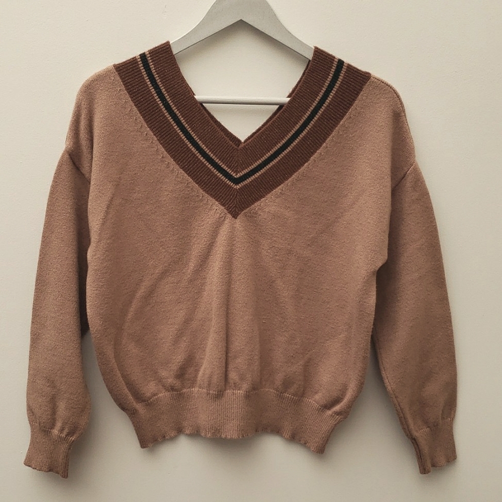 Bluoltre V- Neck Long Sleeve Pullover Sweater Women's Size S/M